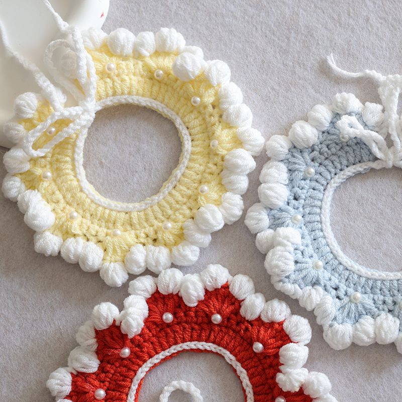 Collier pour chat/chiot/petit chien, style Instagram, tricoté à la main, avec perles fraîches._voghion.com