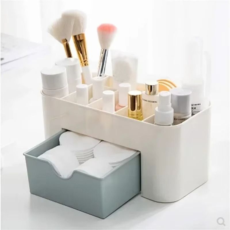 Plastic Cosmetic Organizer - 5-Drawer Makeup Storage Box Clear Vanity Case With Mirror Desktop Size_voghion.com