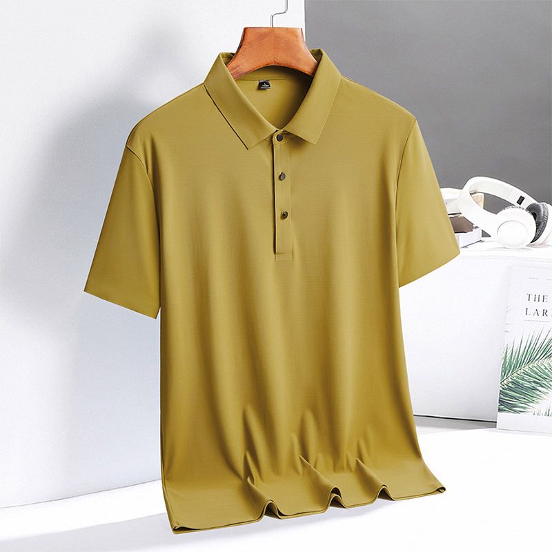 Seamless Seamless Hot Pressed Ice Polo Shirt T Korean Version Short Sleeved T-Shirt For Summer New Men's Team Wear Print_voghion.com