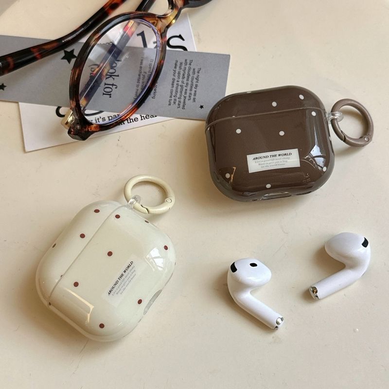 Polka Dots Are Suitable For AirPods 4th Generation Apple Wireless Bluetooth Headset Protective Case 2/3 Short Lanyard Pro2nd Generation Girl Model_voghion.com