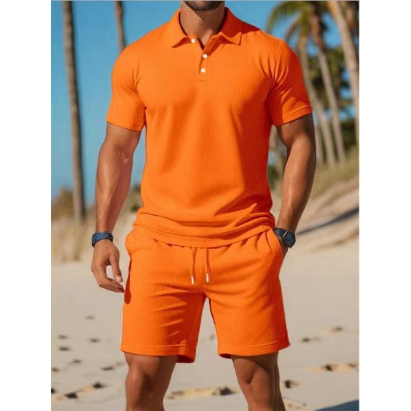 Herrenbekleidung Herren Sommer Casual Sport T-Shirt & Shorts Set - Slim Fit, Atmungsaktiv, Schnelltrocknend, Mehrfarbige Optionen Für Fitnessstudio, Reisen & Alltagskleidung_voghion.com