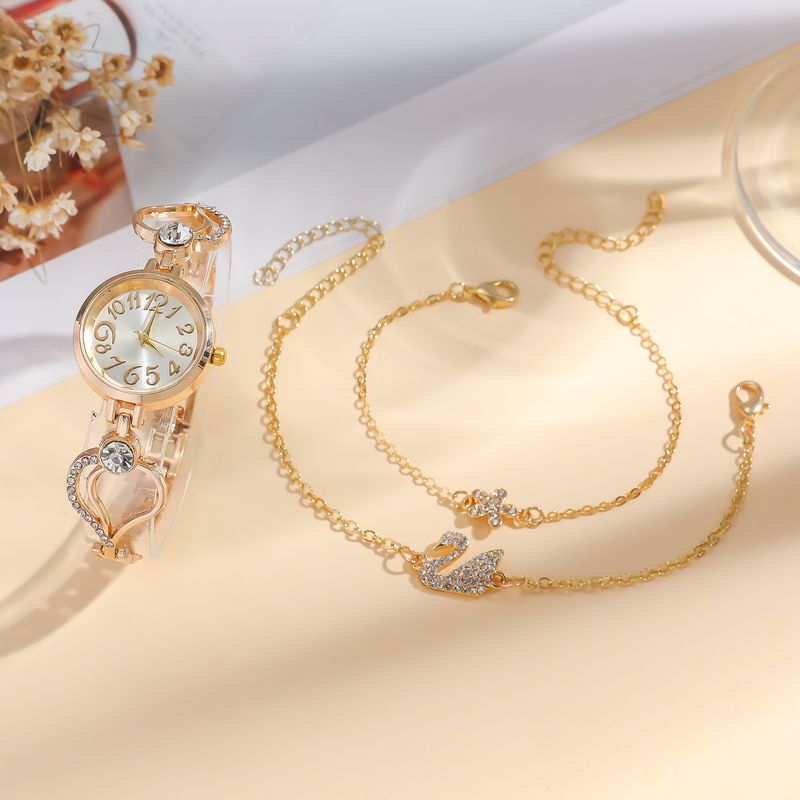 Nuevo conjunto de pulsera con diseño de cisne y flor con esfera digital aurora y estilo nicho_voghion.com