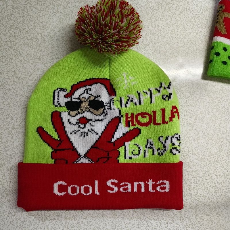 New Year Glowing Christmas With LED Colorful Flashing Lights Adult And Children Universal Warm Knitted Wool Hat_voghion.com
