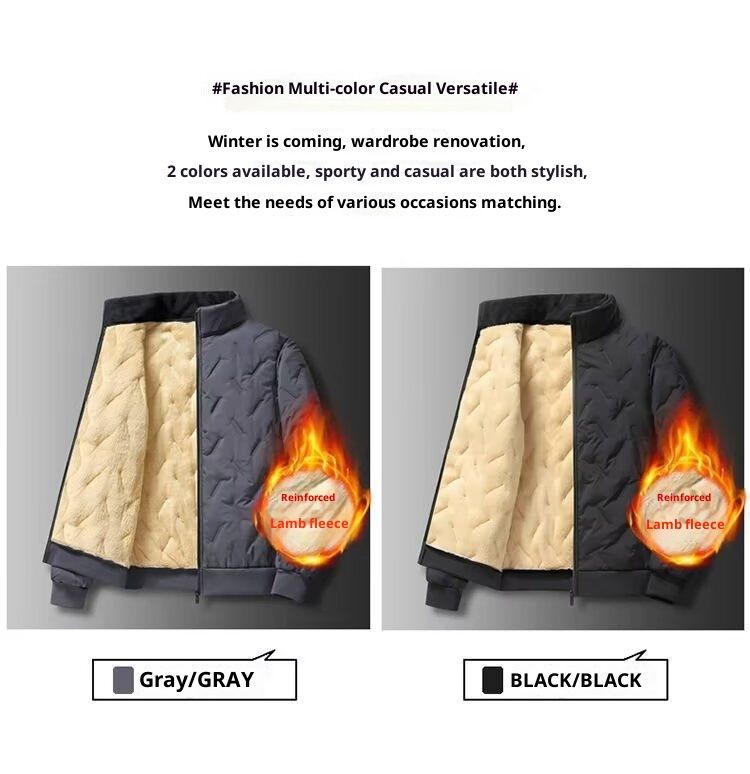 QFV507045555501<2 Plus Size Ultrasonic Lamb Wool Men, Warm Fleece-Lined Thickened Coat, Casual Loose Outerwear, Cotton Padded Jacket For_voghion.com