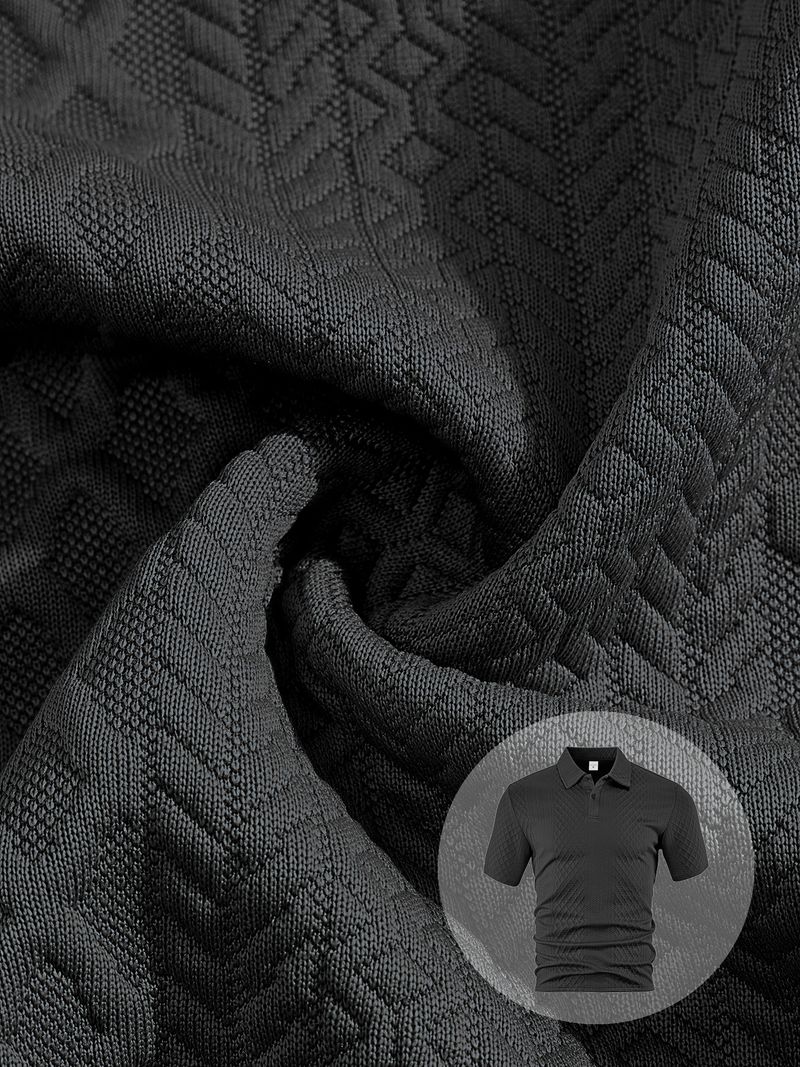 Ropa de verano para hombre, nueva camiseta polo deportiva de manga corta con solapa fina y tejido jacquard para hombre_voghion.com