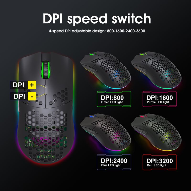 Lightweight Design Hole 2.4G Wireless Gaming Mouse 3600dpi Adjustable 125HZ Suitable For Desktop Laptops_voghion.com