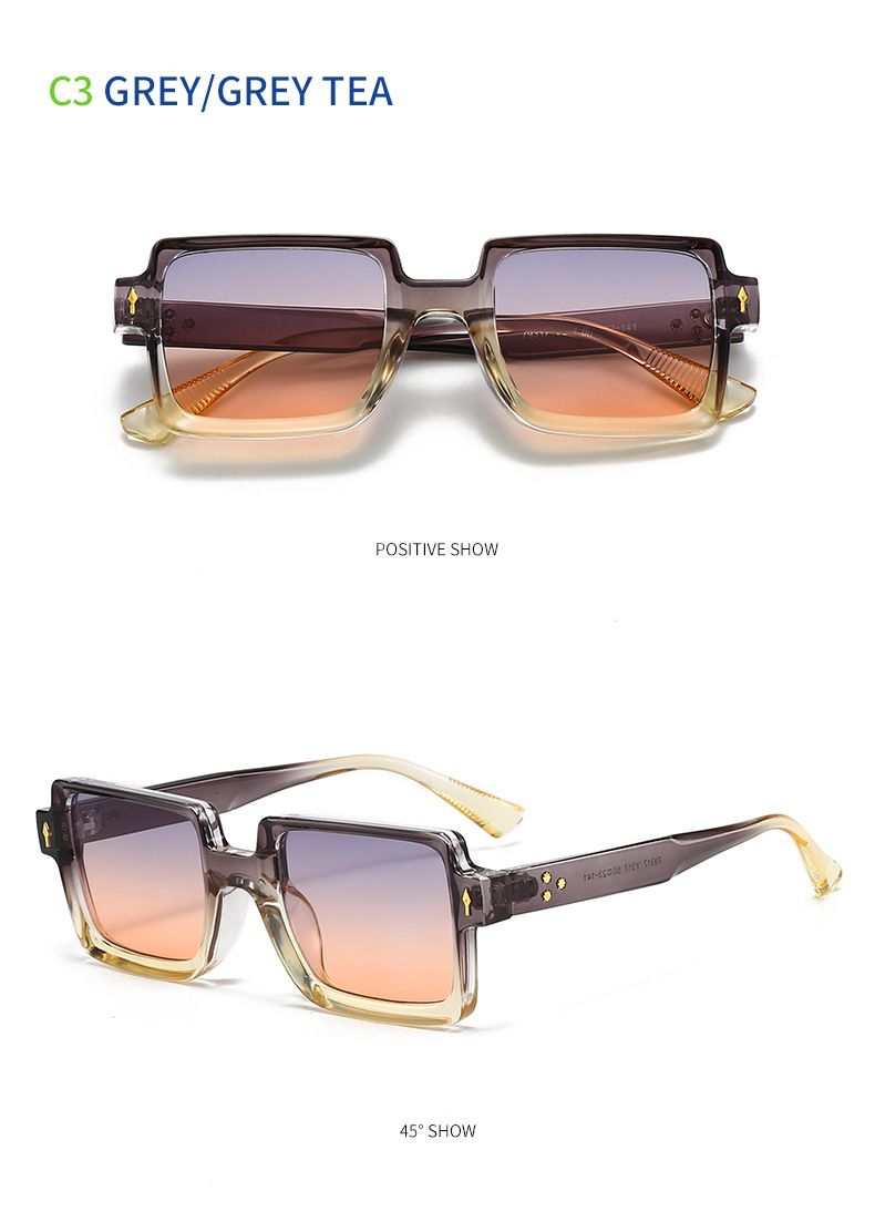 Women's Glasses Heao's New Original Rivet Personality Square Frame Splicing Color Sunglasses Fashion Catwalk Versatile Sunglasses_voghion.com