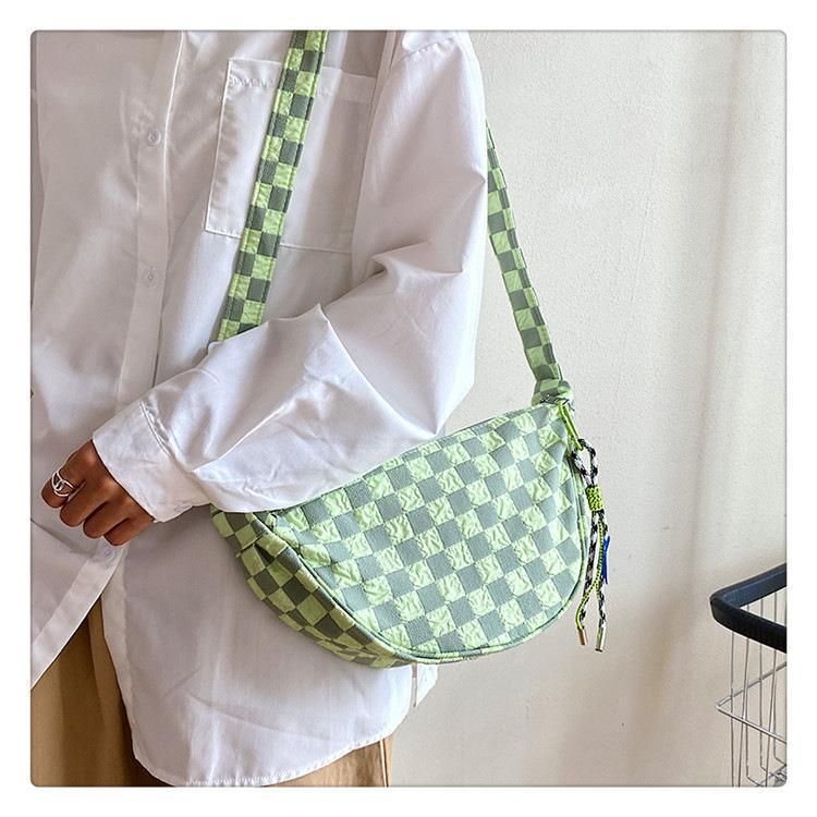 Checkered Dumpling Bun Women's Bag 2024 New Korean Small Form Design Fashionable and Versatile One Shoulder Crossbody Bag_voghion.com