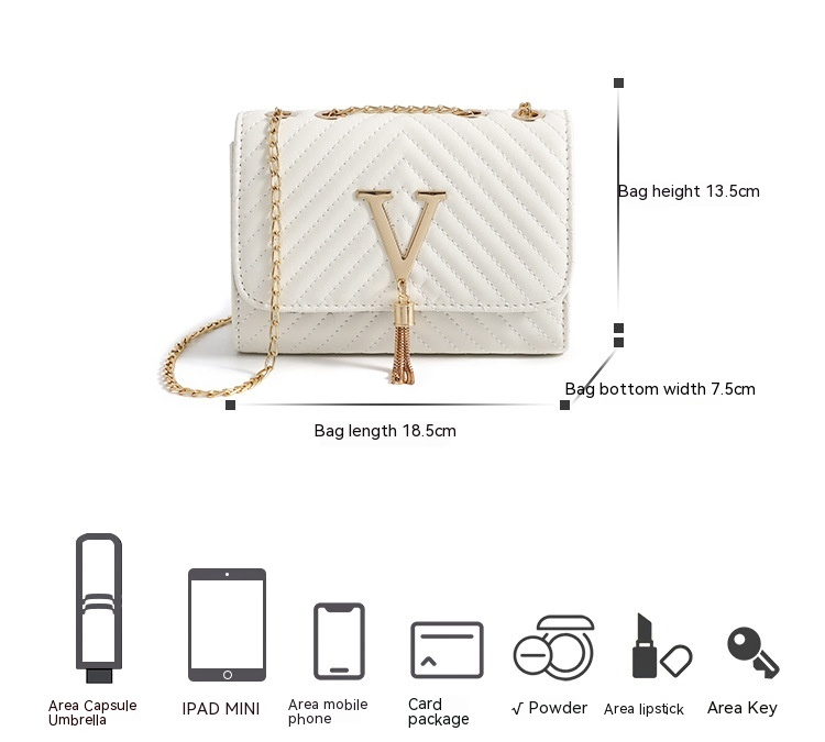 Sac à bandoulière brodé à rayures pour femmes, nouvelle mode, décoration de pompon en forme de V, sac à bandoulière polyvalent à la mode_voghion.com