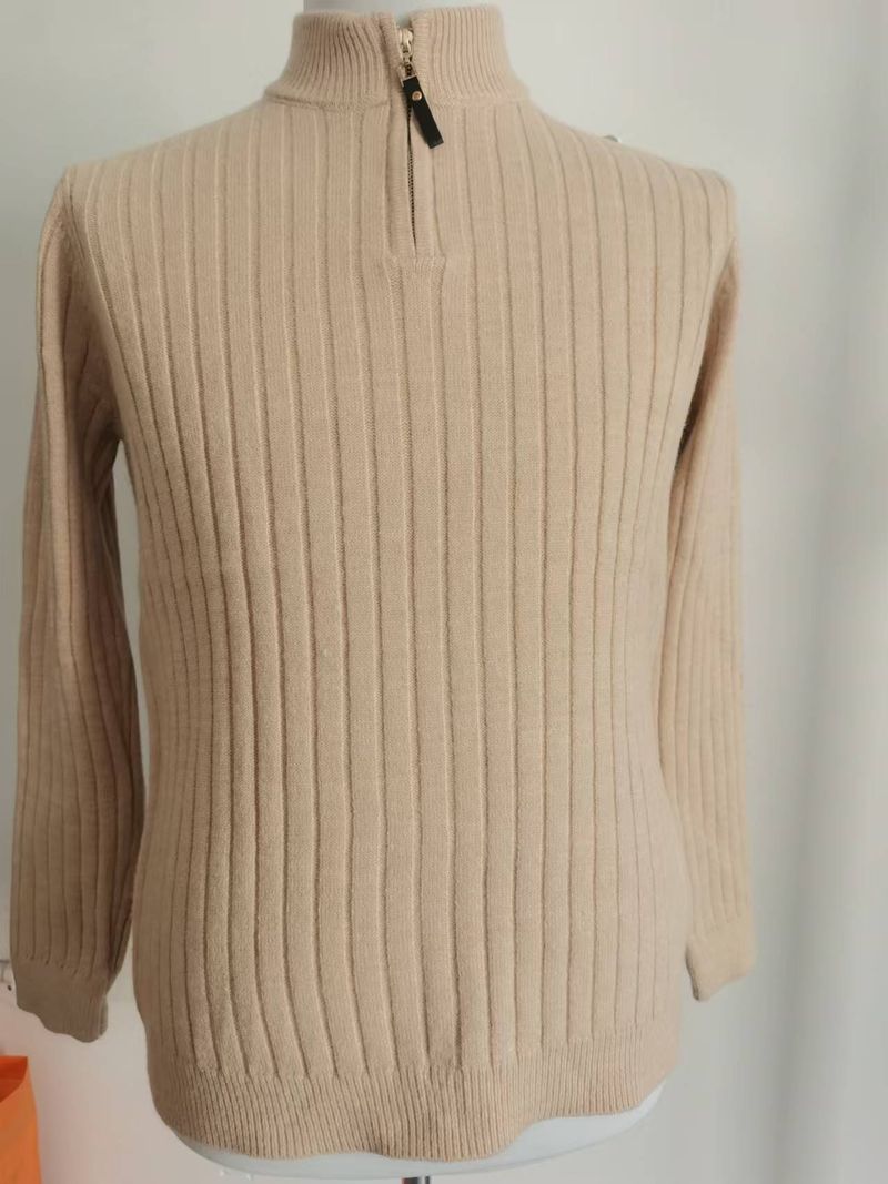 Maglione da uomo con mezza zip in maglia, misto acrilico elasticizzato e traspirante, vestibilità comoda con collo alto, nero/bianco/talpa/oliva/grigio scuro_voghion.com