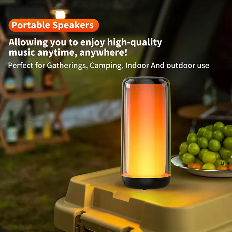 QERE HF33 Mini caisson de basses portable sans fil d'extérieur avec LED clignotante en métal coloré_voghion.com