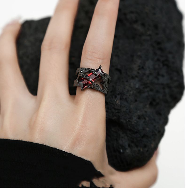 2025 Fashion Style New 2024, black punk nail, grape, rope, red bag, hollow, unisex, couple ring, men's and women's jewelry, gift_voghion.com