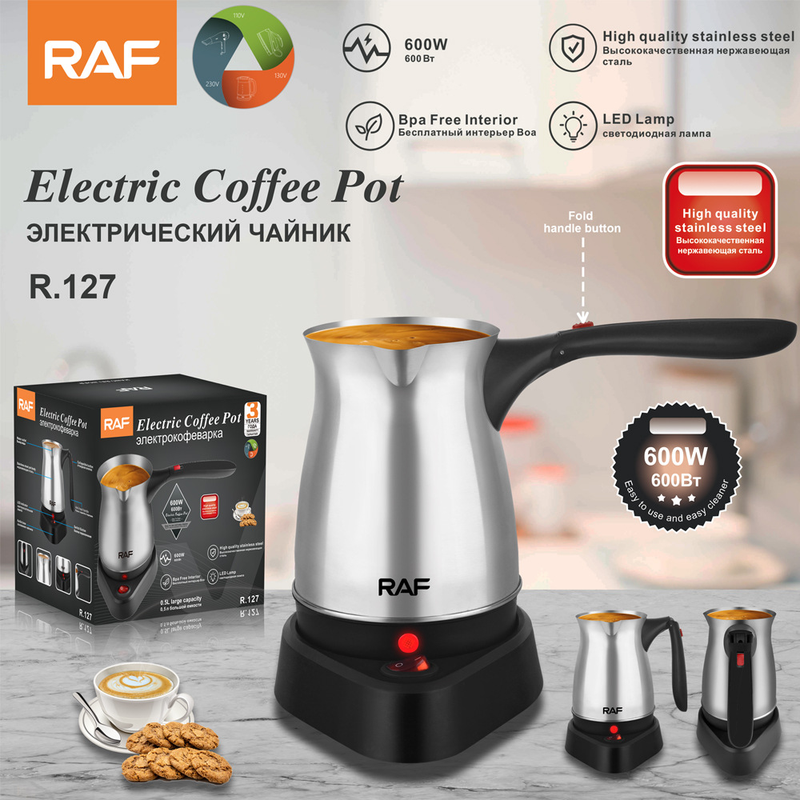 RAF European cross-border Türkiye pot with handle Stainless steel electric coffee maker Hot kettle 500ml_voghion.com