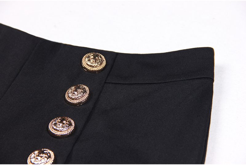 Women's clothing new fashion double-breasted rivet concealed button loose straight pants women's trousers casual commuting supply_voghion.com