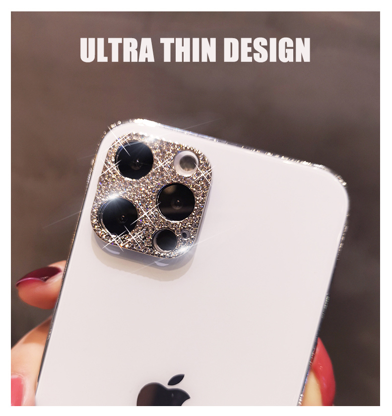 Custodia protettiva per obiettivo della fotocamera con diamante lucido Bling per iPhone 13 12 Mini 11 14 Pro Max Pellicola protettiva per schermo in metallo con strass glitter_voghion.com