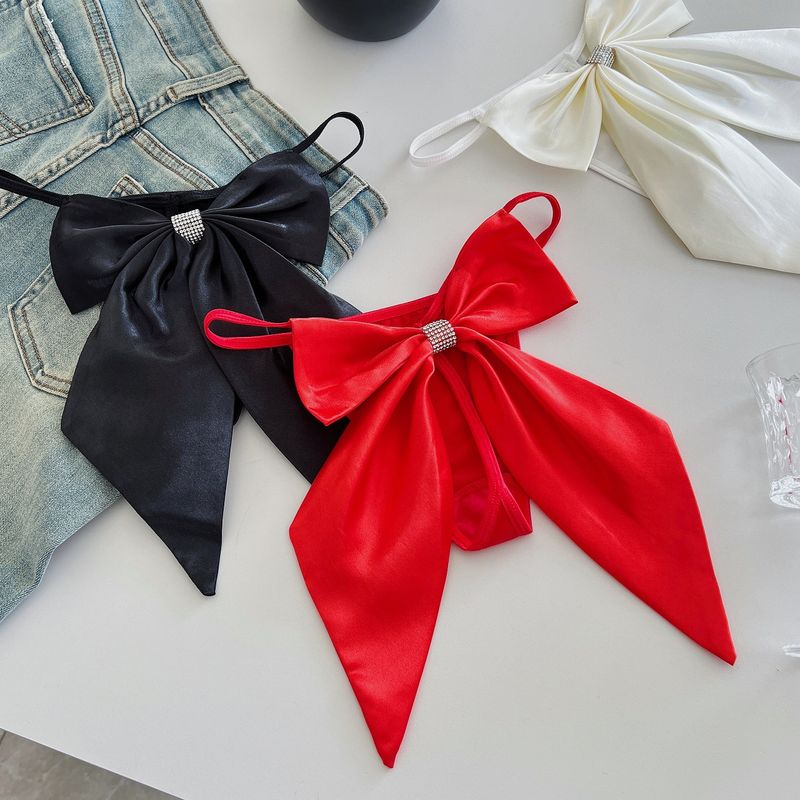 LuvBox, nuove mutandine sexy in stile europeo-americano con strass e grande fiocco, atmosfera di puro desiderio, glutei nudi, senza cuciture_voghion.com