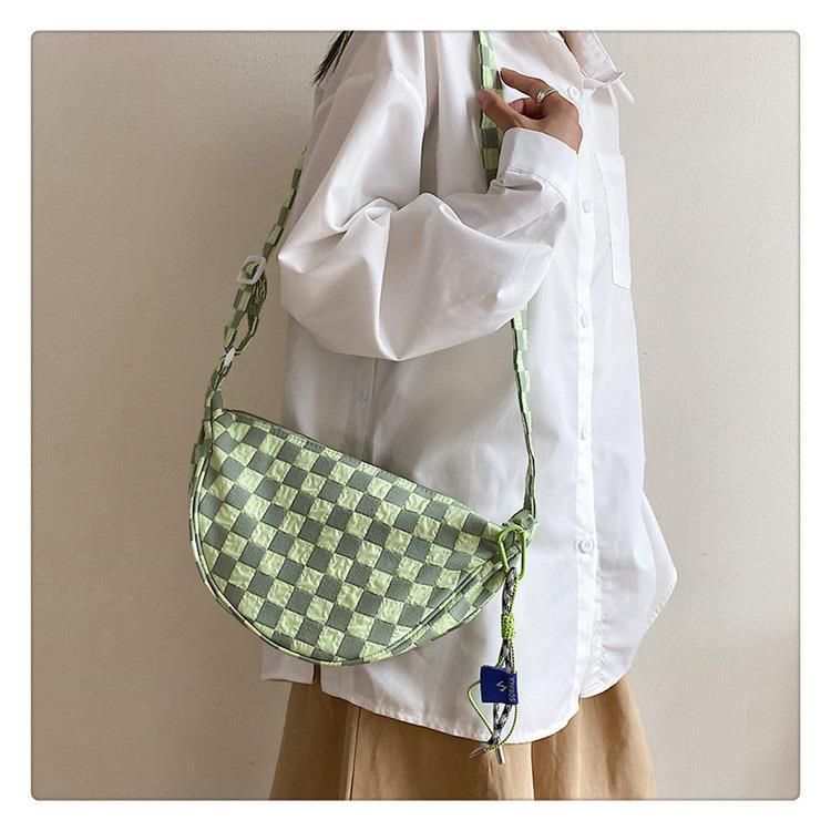 Checkered Dumpling Bun Women's Bag 2024 New Korean Small Form Design Fashionable and Versatile One Shoulder Crossbody Bag_voghion.com