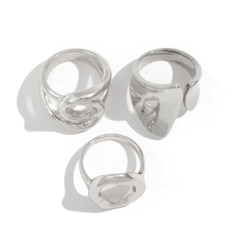 ins liquido linea geometrica anello aperto nicchia design irregolare lava anello mano gioielli donna_voghion.com