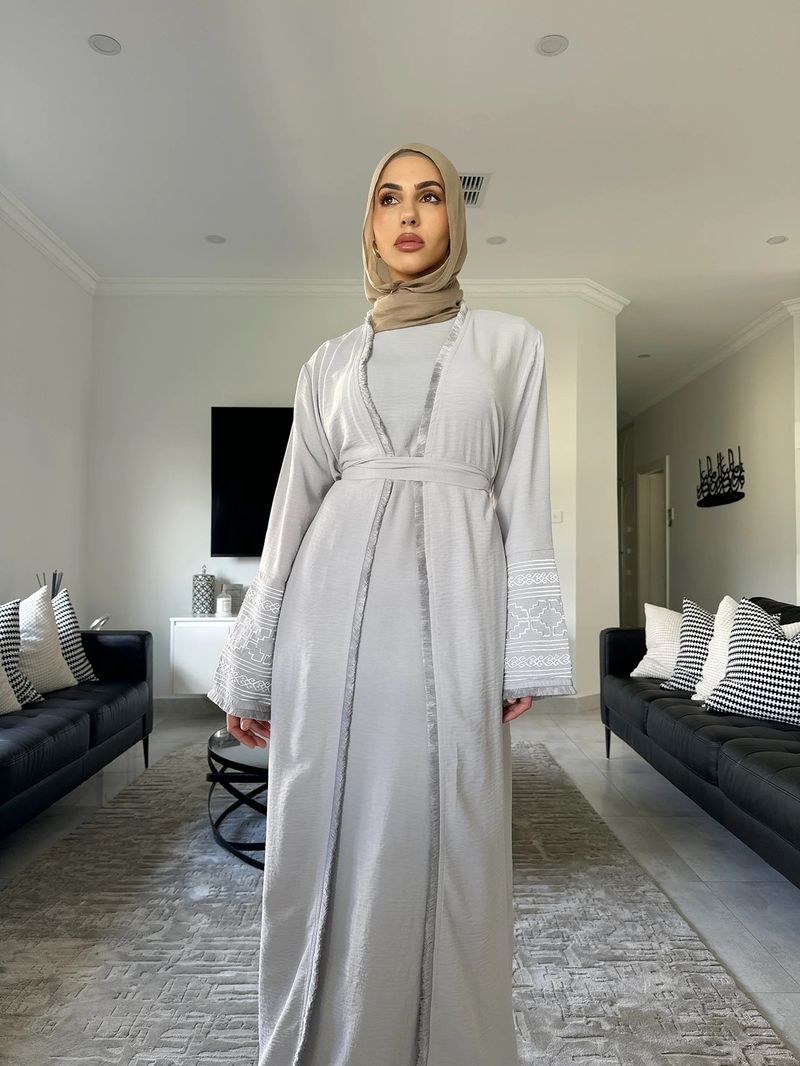 Ženska odjeća Bliskog istoka Robe Butik Vez Moda Kardigan s resicama i muslimanska haljina_voghion.com