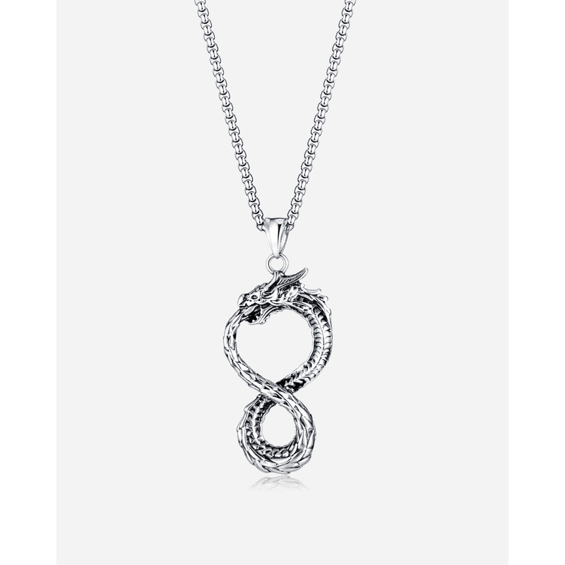 Infinity Symbol Dragon Necklace Personalized Titanium Steel Pendant_voghion.com