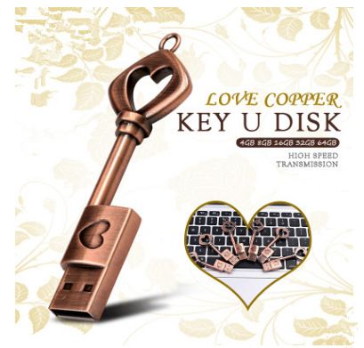 Foreign trade cross-border heart-shaped gift USB 64G key USB wholesale creative USB 32G metal key USB 16G_voghion.com