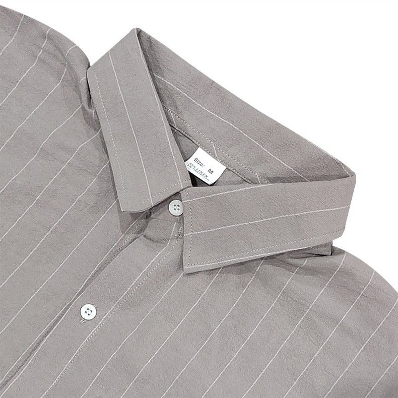Vêtements pour hommes, costume d'été en lin pour hommes, chemise ample à manches courtes à rayures, short de plage, costume deux pièces_voghion.com