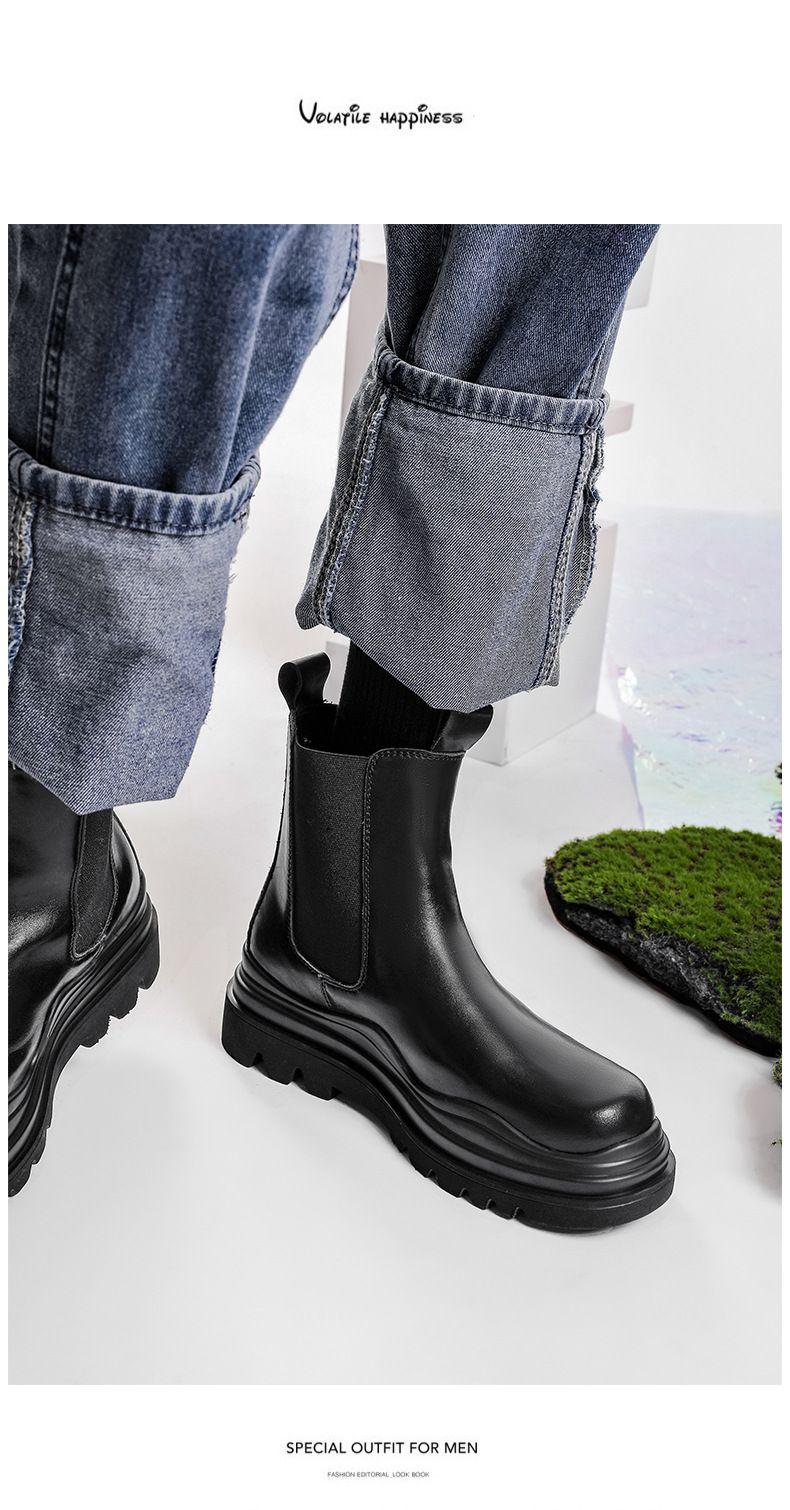 Herrenschuhe Stiefel Mid-Tube-Stiefel trendige Mode Herrenstiefel_voghion.com