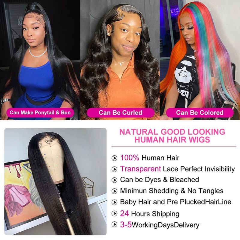 hot selling Bone Straight Human Hair 30 Inch Front Brazilian HD Transparent 13x4 Lace Frontal Wig 4x4 Closue Wigs For Women_voghion.com