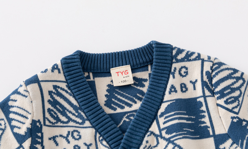 2024 Autumn New Children's Clothing Boys' Double layer Cotton Knitted Coat Baby Cartoon Cat Sweater Cardigan_voghion.com