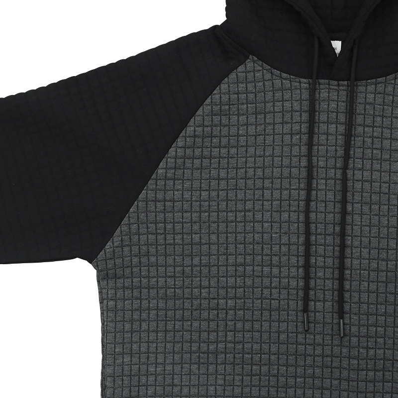 Erkekler yeni jakarlı küçük kare kapşonlu kazak moda renk bloklu eğlence İnce erkek kazak_voghion.com