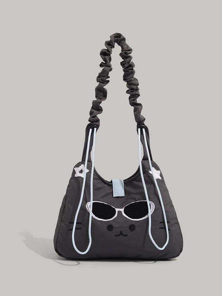 Borsa a tracolla da pendolare con ricamo a forma di gatto, nuova primavera estate 2025_voghion.com