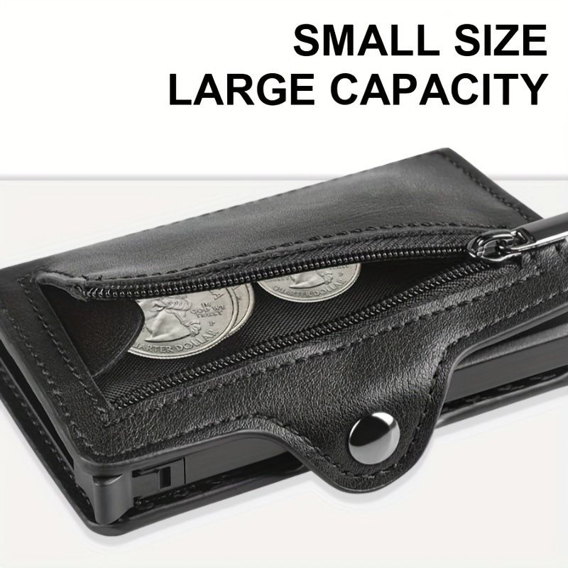 Portafoglio da uomo con porta carte RFID, porta carte di credito in metallo, porta carte di credito portatile, multifunzione, con sette caratteri, piccolo portafoglio_voghion.com