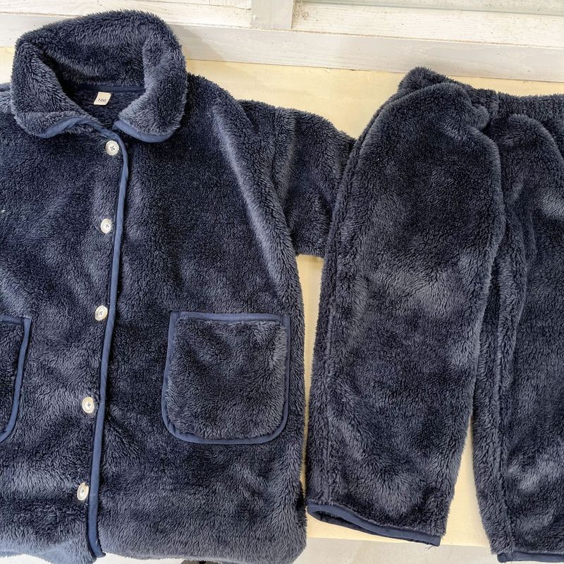 Pijamas de franela para niños, camisón largo de otoño/invierno para bebés, conjunto de ropa de casa de terciopelo Coral para niños y niñas_voghion.com