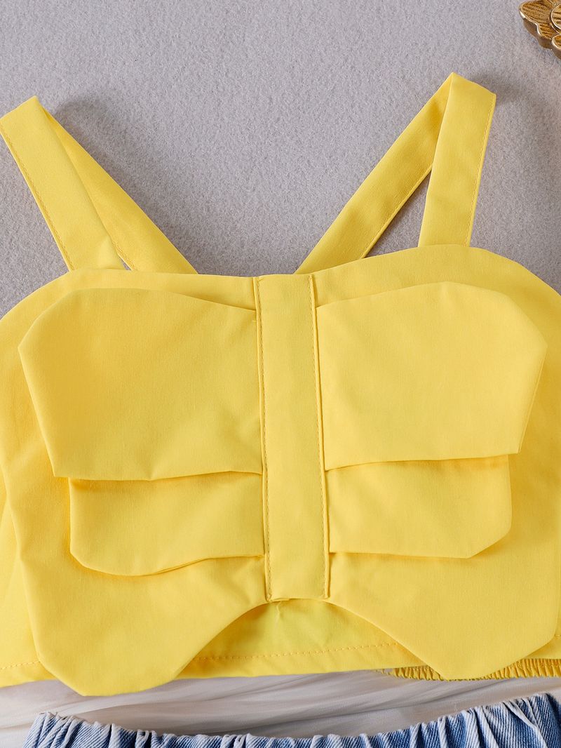 Ropa para niños Trajes de verano dulces y geniales para niñas Pantalones cortos para niños pequeños y medianos Chaleco con tirantes Pantalones cortos con flores Nuevos productos_voghion.com
