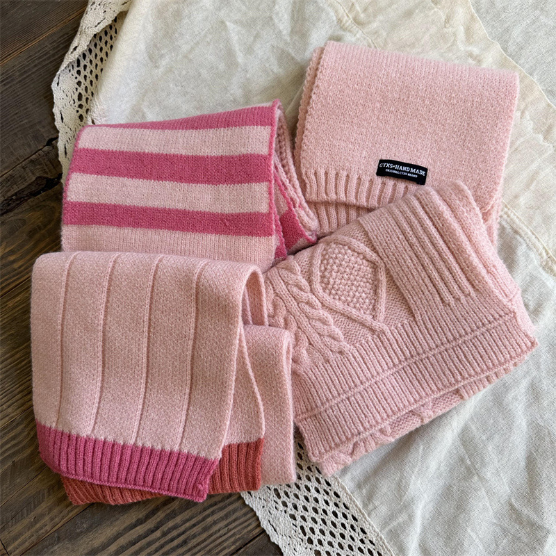 Sciarpe per bambini Ragazza rosa Sciarpa calda estesa dal vento dolce principessa sciarpa invernale invernale invernale_voghion.com