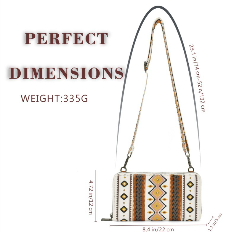 Portfel Western Wristlet Bohemian Aztec Credit Card Holder Portfel Clutch Torba na ramię dla kobiet_voghion.com