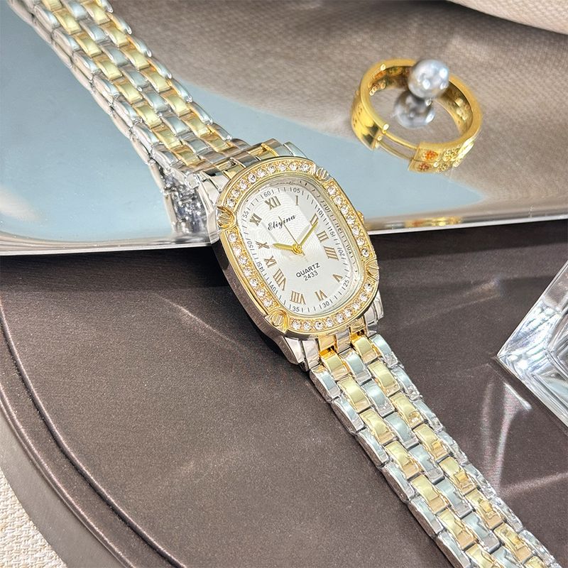 Orologio da donna con diamanti, quadrante quadrato ovale, temperamento alla moda, regalo per lavoro, tutti i giorni, compleanno, anniversario, San Valentino_voghion.com