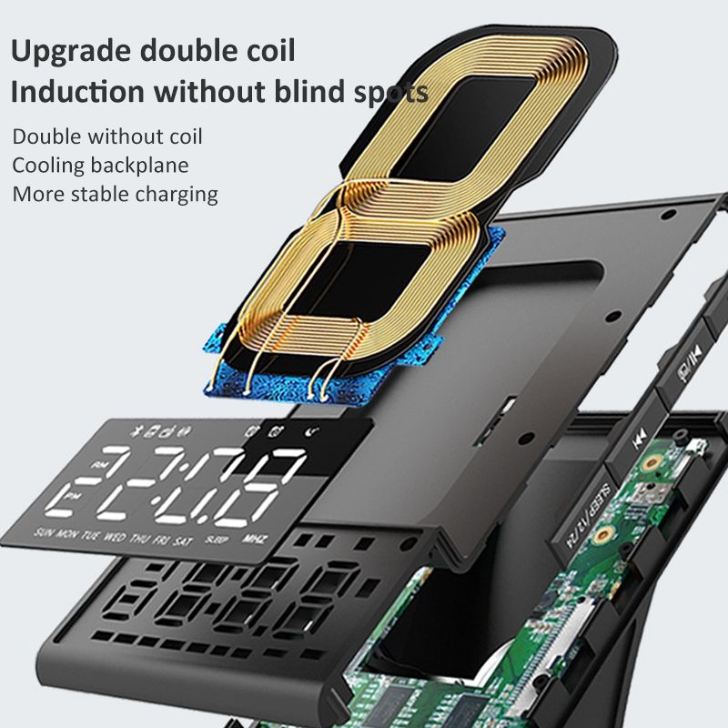 Haut-parleur Bluetooth de chargement sans fil multifonctionnel X7 avec réveil, radio et télécommande, spécification: prise britannique_voghion.com