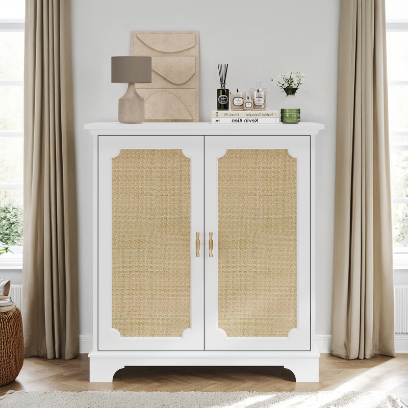 Credenza Mit Rattan-Dekortüren, Weinschrank, Konsolentisch Für Flur_voghion.com