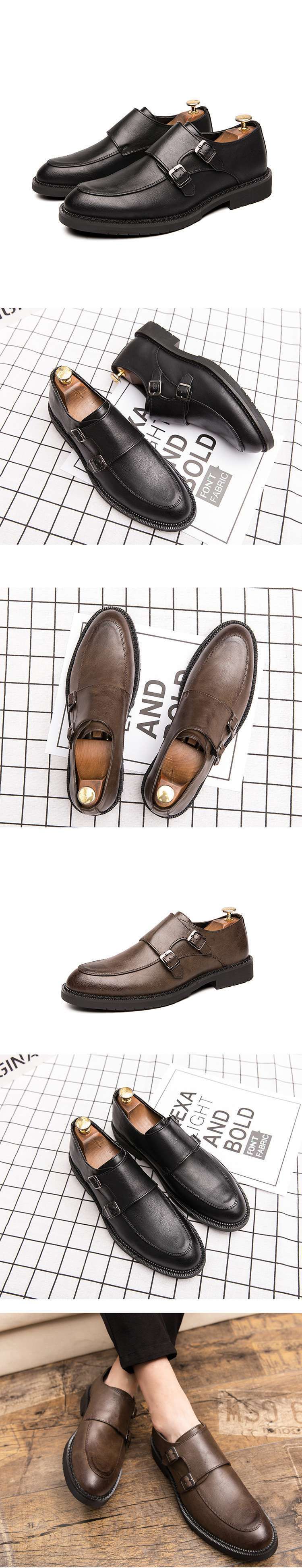 ShoeGlobe Photo Studio Parrucchiere Uomo Business Formale Pelle Bovina Trendy Fibbia Monk Gentleman Scarpe Fatte a Mano_voghion.com