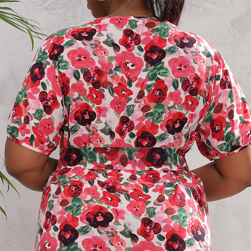 Australia Large Size Women's Loose V Neck Dress High Waist Long Skirt Seaside Holiday Style Beach Skirt_voghion.com