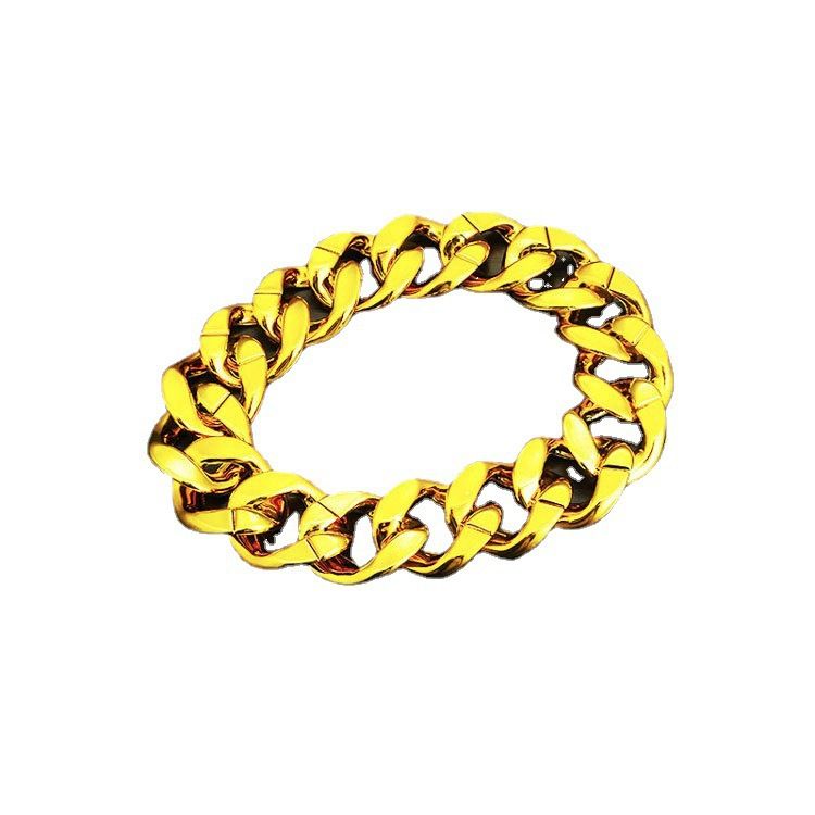 Hip Hop Exaggerated Large Chain Plastic Simulation Gold Necklace Personalized Performance Props,Street Art,Rapper,Cool And Personalized,No Fade_voghion.com