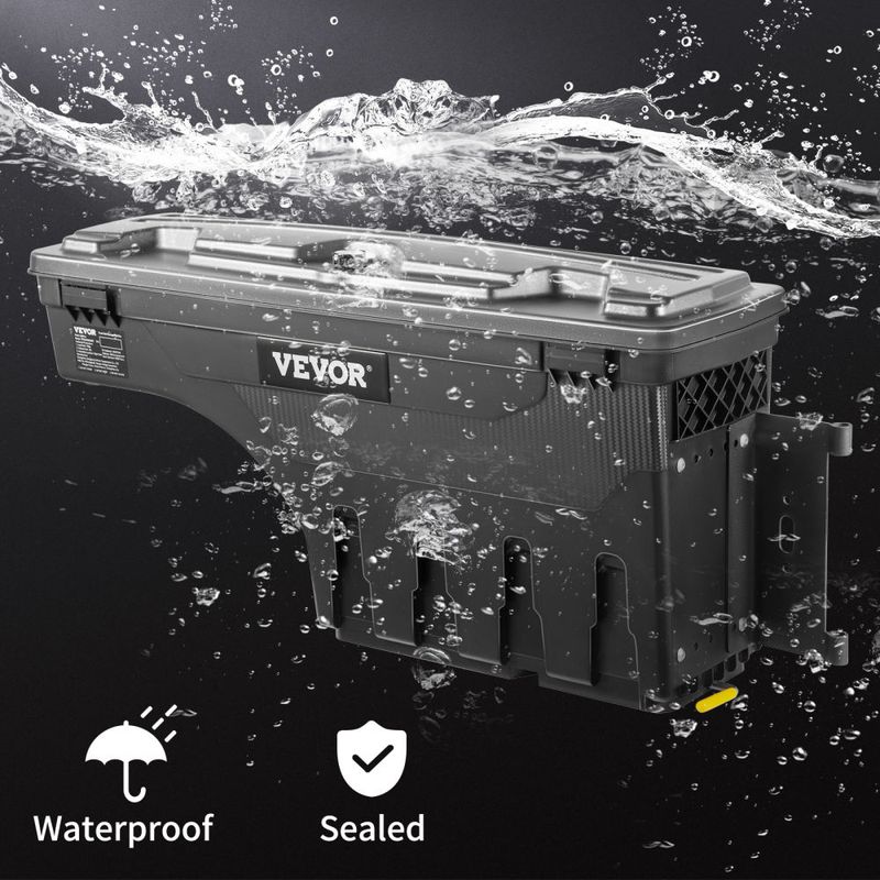 VEVOR Truck Bed Storage Box, Lockable Lid, Waterproof ABS Wheel Well Tool Box 6.6 Gal/20 L with Password Padlock, Compatible with Dodge Ram 1500 2019-_voghion.com