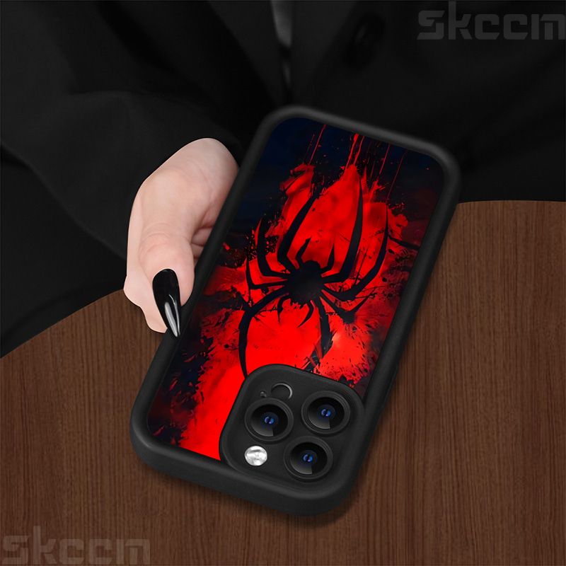 Blood Spider Pattern Design Silicone Soft Phone Case For IPhone 16 Pro Max 15 14 13 12 11 7 8 Plus X XR XS Lens Protection Cover_voghion.com