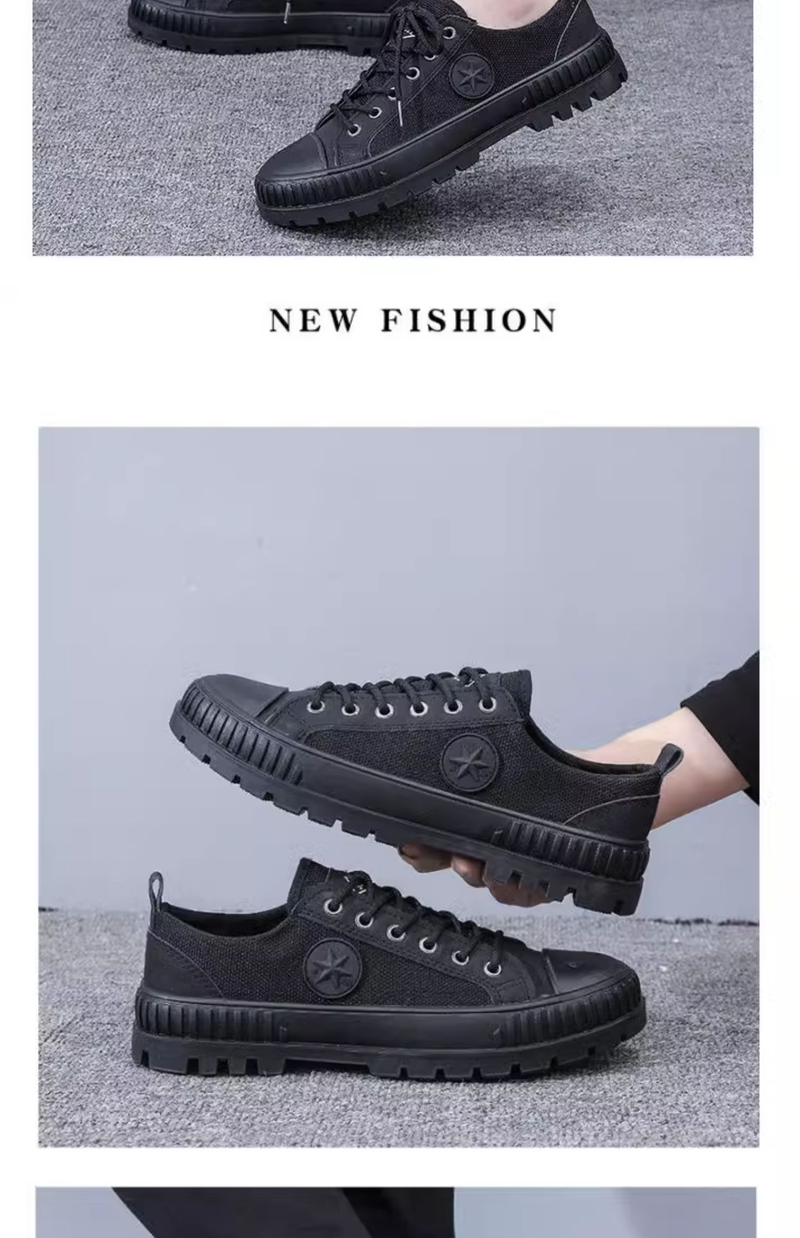 Jiefang Herrenschuhe aus verschleißfestem, rutschfestem Canvas für die Freizeit auf der Baustelle, spezielle gelbe Gummischuhe_voghion.com