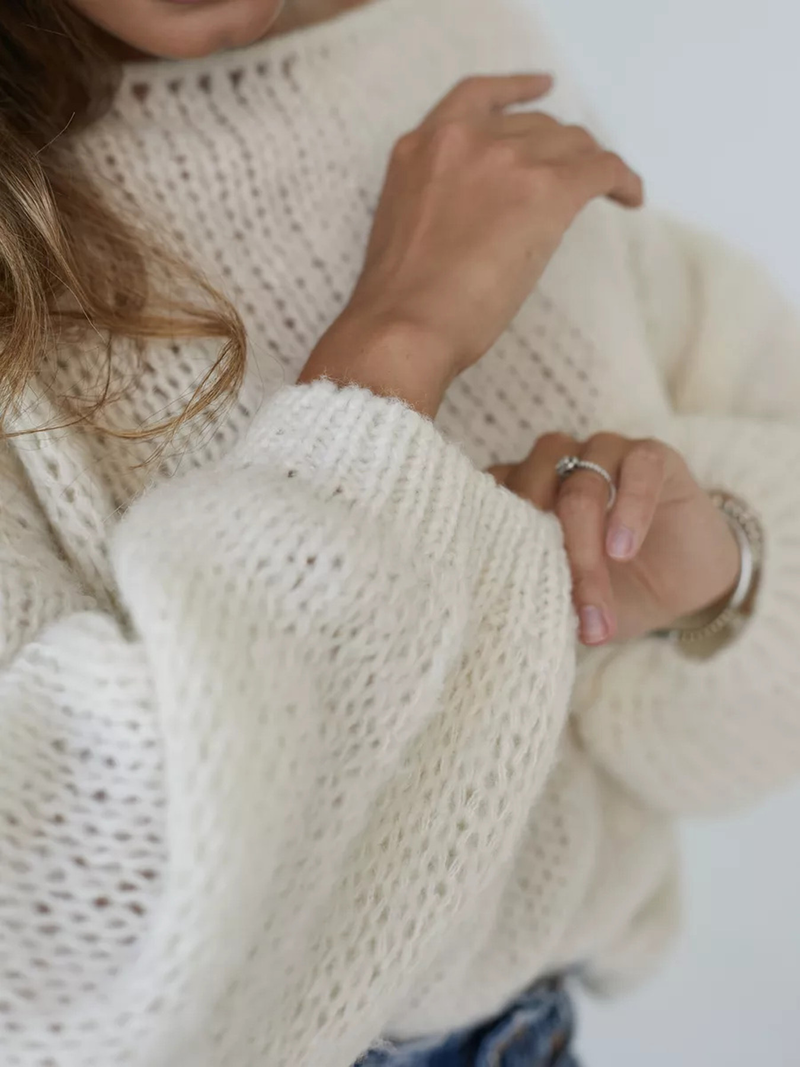 Women's autumn and winter new women's sexy one-line collar off-shoulder solid color loose knitted pullover sweater_voghion.com