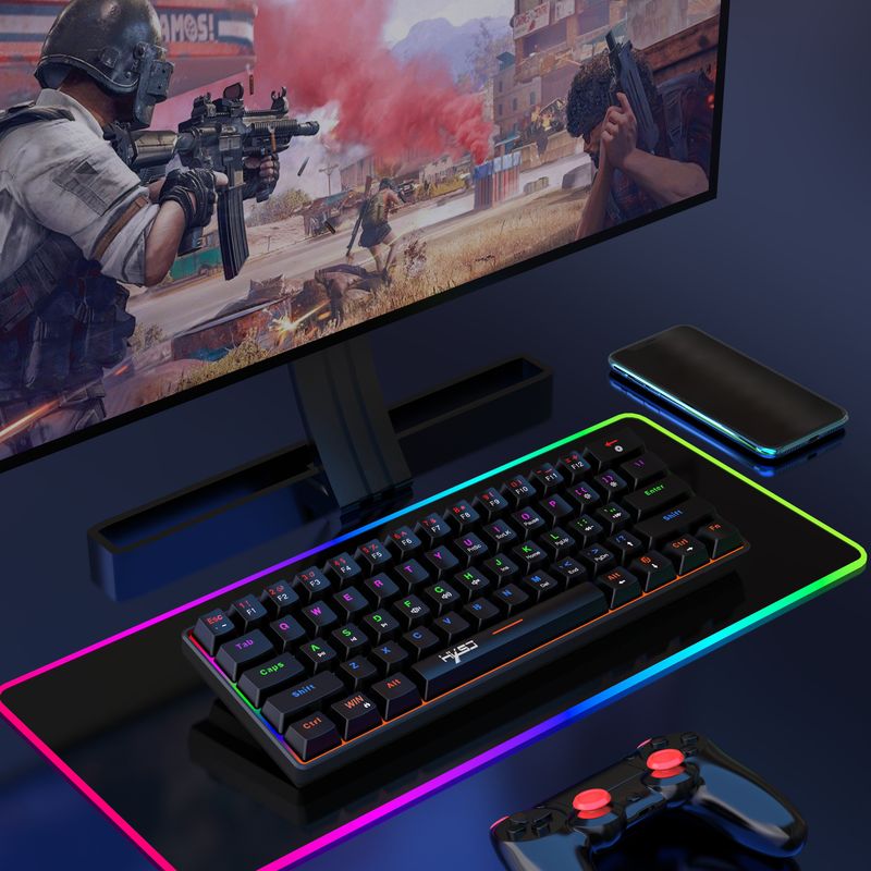 Novo teclado mecânico compacto mini eixo verde 61, sem conflitos de teclas, luz de fundo colorida, mais vendido_voghion.com