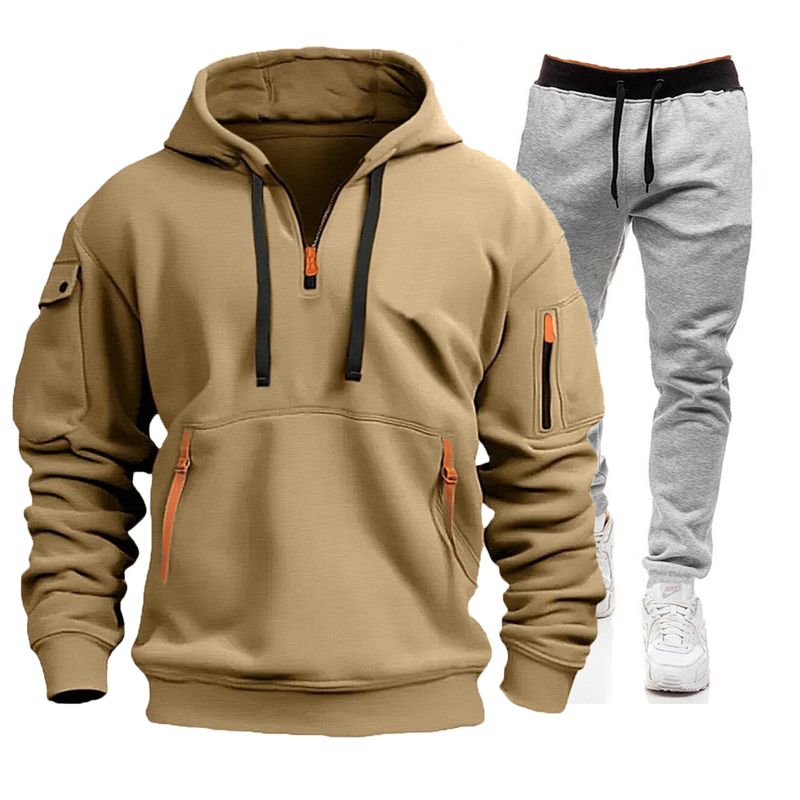 Men's sports hoodie suit zipper hoodie suit hoodie pant two sets_voghion.com