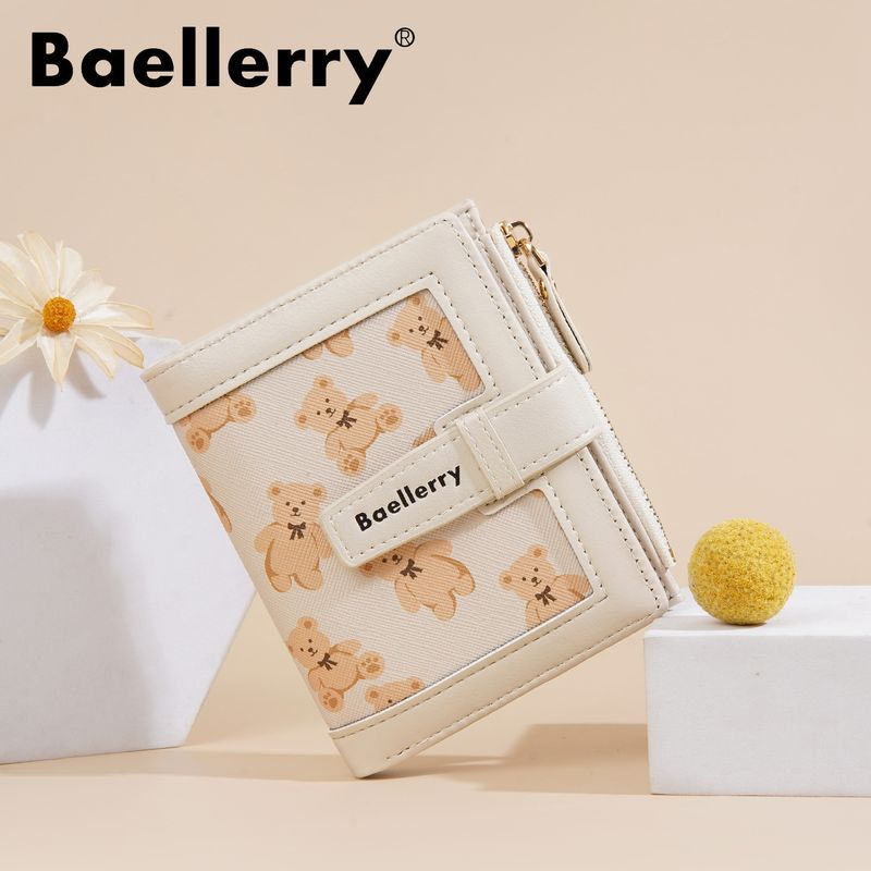 New Women's Short Cartoon Bear Drawstring Coin Purse Mini Wallet_voghion.com