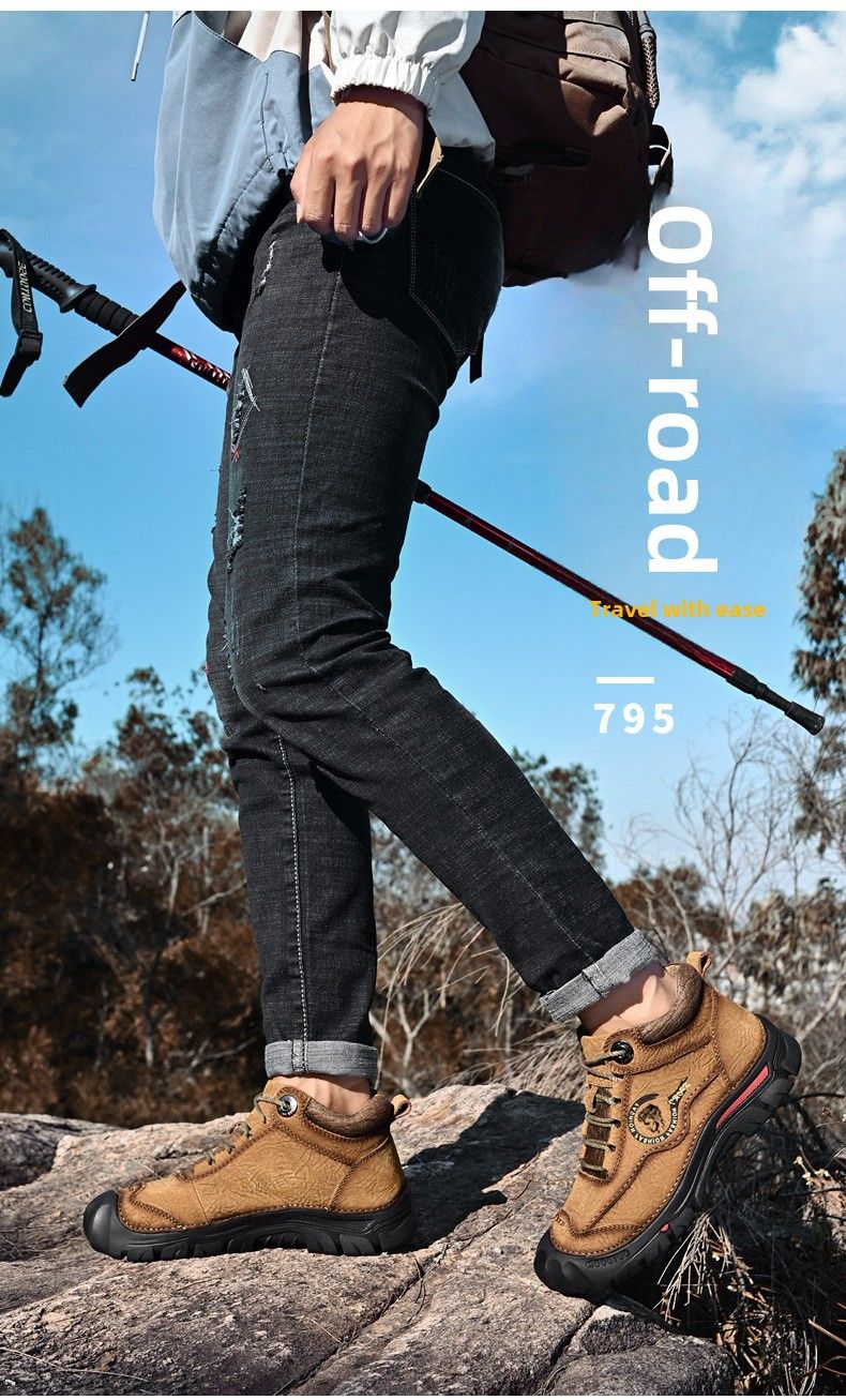 Neue High-Top-Schuhe mit Baumwollpolsterung, Herrenschuhe, High-Top-Schuhe mit Fleecefutter, warme Lederschuhe, wasserdichte Freizeitschuhe für Outdoor-Sportarten, rutschfeste Wanderschuhe_voghion.com